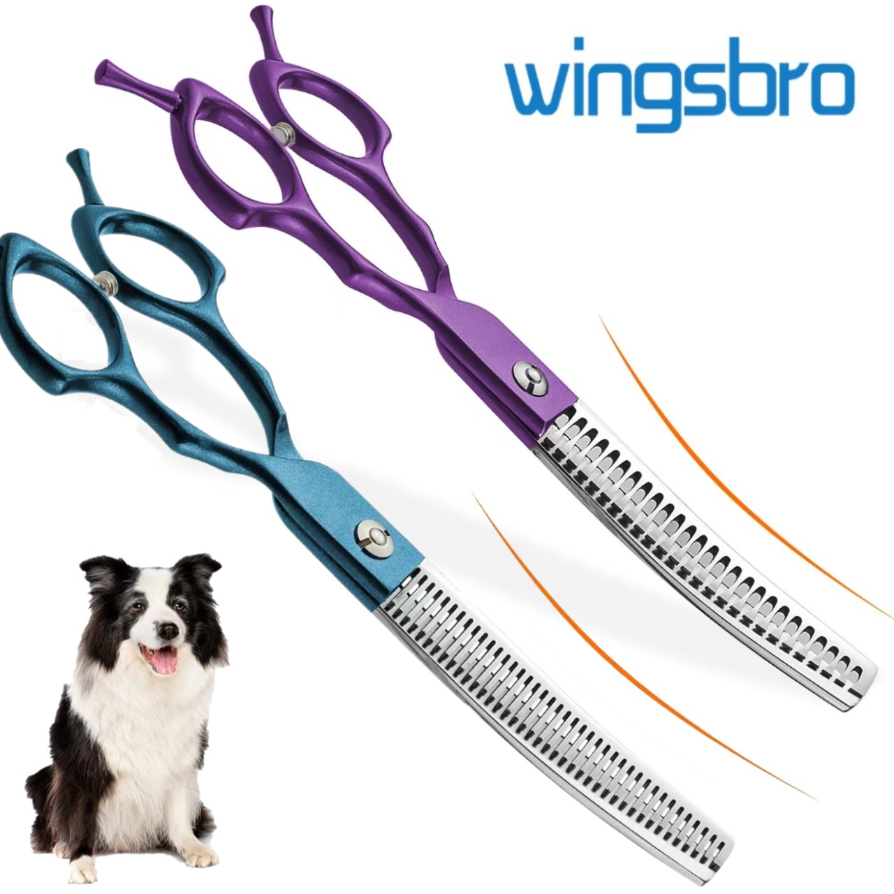Grooming Scissors - 7인치 곡선형 청커 가위, 스테인리스 스틸