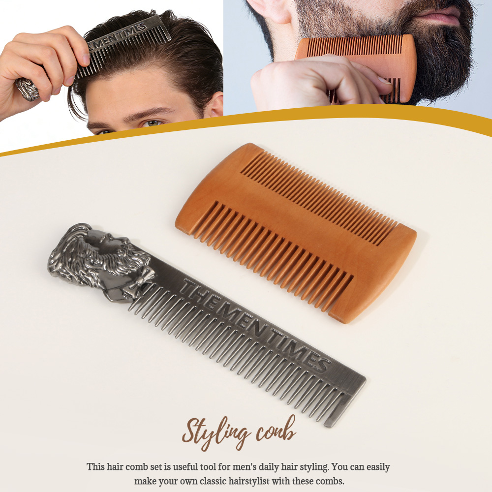 남성용 빈티지 수염 & 헤어 빗 세트 - 스테인리스 스 - Men'S Grooming Hairstyles 리뷰 및 가격